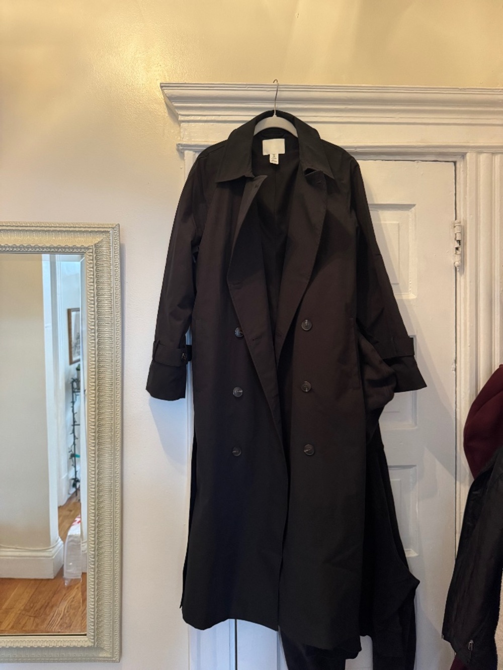 H&M Dark Long Belted Trench Coat